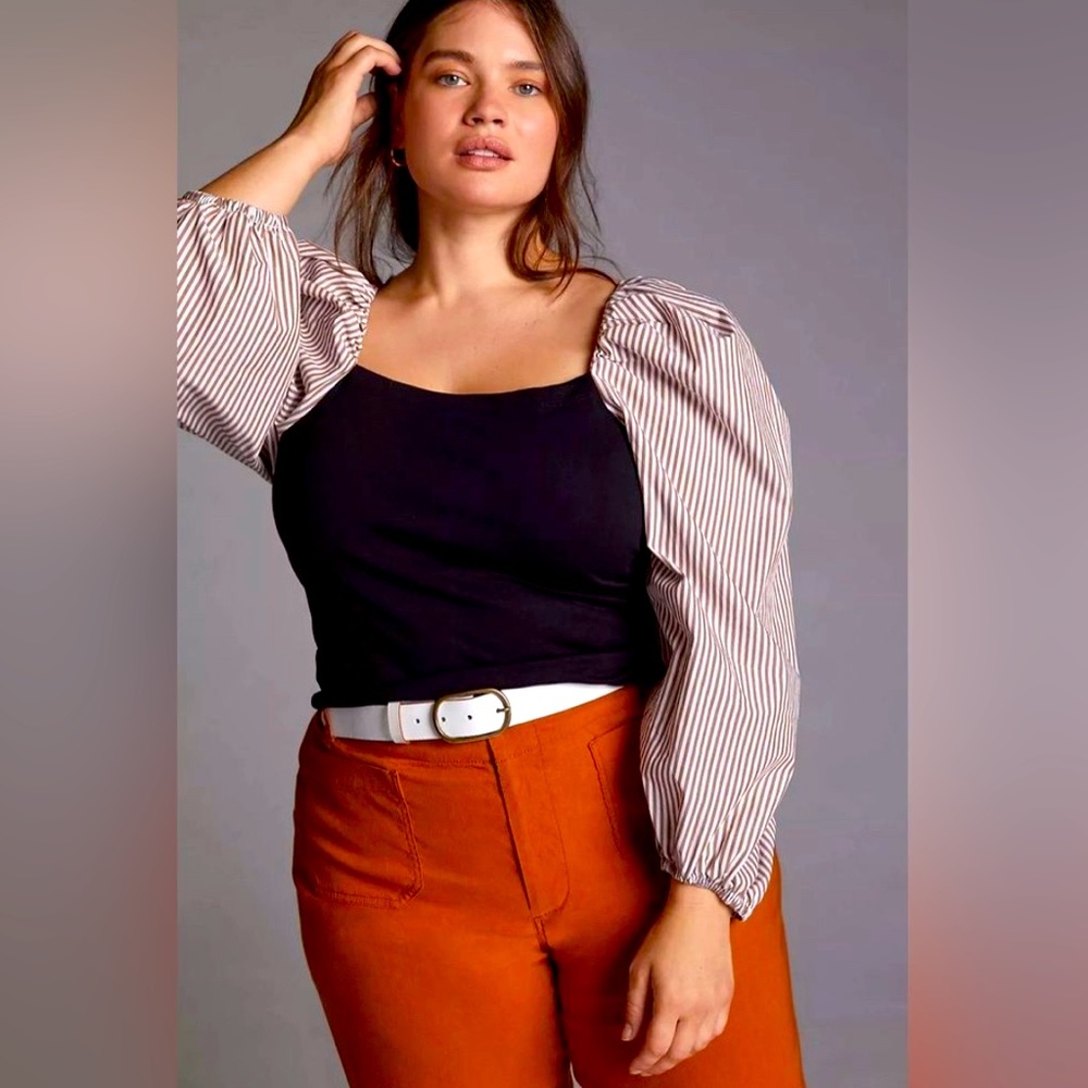 NWOT Anthropologie Maeve Open-Back Puff-Sleeved Blouse 2X